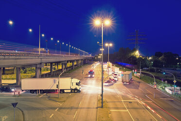 Germany, Hamburg, traffic junction at harbour district - MSF004726