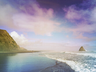 Neuseeland, Nordinsel, Waitakare Ranges, Karekare Beach, Sonnenuntergang, Tasmanische See - GWF004379