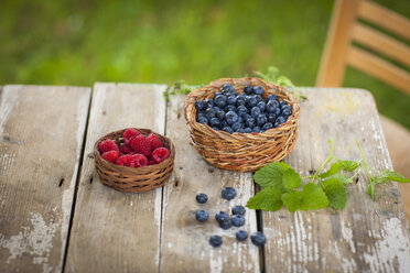 Raspberries and blueberries in baskets - KSWF001549