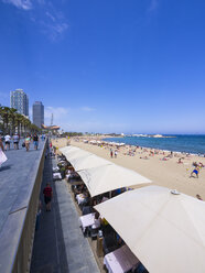 Spain, Barcelona, La Barceloneta, San Sebastia beach and promenade - AMF004139