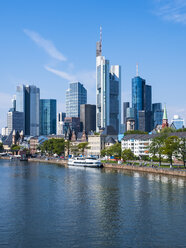 Germany, Hesse, Frankfurt, Skyline of financial district, Main river - AMF004161