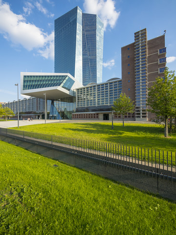 Deutschland, Frankfurt, Europäische Zentralbank, Haupteingang, lizenzfreies Stockfoto