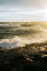 Italy, Apulia, Beautiful sunset on the Mediterranean Sea - GIOF000094