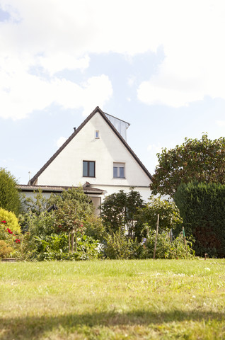 Germany, one-family house with garden in the foreground stock photo