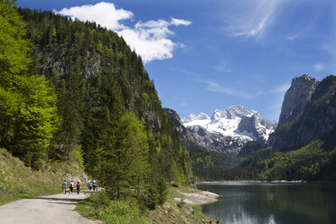 Österreich, Oberösterreich, Vorderer Gosausee mit Dachsteingebirge - WWF003875