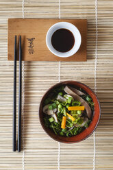 Bowl of miso soup with carrots, champignons and savoy - EVGF002246