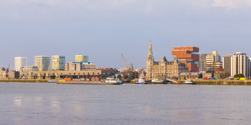 Belgium, Flanders, Antwerp, Cityview with Museum aan de Stroom, Scheidt river - WDF003267