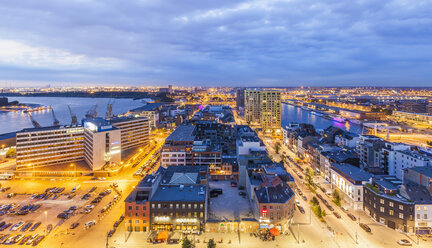 Belgium, Flanders, Antwerp, View to Eilandje, former dock area in the evening - WDF003277