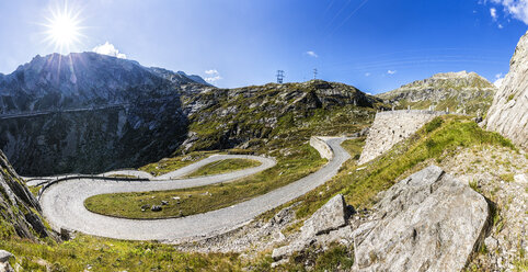 Schweiz, Tessin, Tremola, Blick zum Gotthardpass - STSF000919