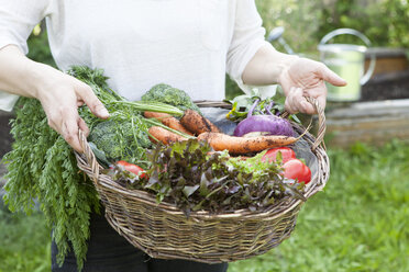 Man holding basket with mixed vegetables - RBF003136
