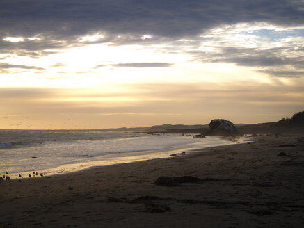 USA, Kalifornien, San Simeon Creek Strand, Sonnenuntergang - SBDF002242