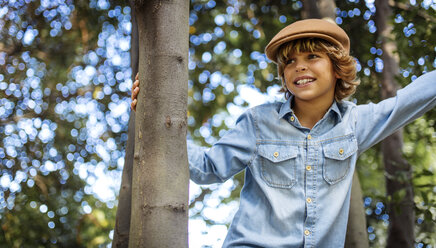 Portrait of blond boy wearing cap - MGOF000762