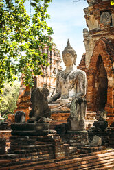 Thailand, Ayutthaya, Blick auf die alte Buddha-Statue - EHF000236