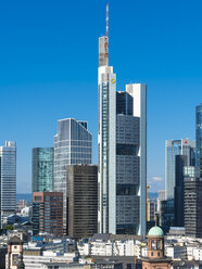 Germany, Hesse, Frankfurt, Financial district, Commerzbank Tower and Opera Tower - AMF004258