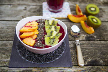 Smoothie with fruits and chia seeds in bowl - SARF002108