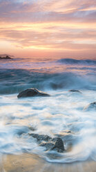 Spain, Catalonia, Blanes, Costa Brava at sunset - SKCF000016