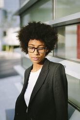 USA, New York City, portrait of pensive businesswoman - GIOF000177