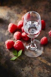 Himbeeren und ein Glas Himbeerschnaps - KSWF001615