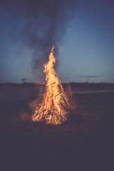 Lagerfeuer auf einer Wiese am Abend - SARF002197