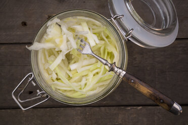 Homemade sauerkraut in preserving jar - LVF004024