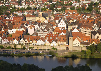 Germany, Bavaria, Karlstadt, Main River and old town - SIEF006797