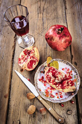 still life with juice, pomegranate and nuts - VTF000451