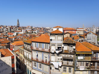 Portugal, Grande Porto, Ansicht von Porto, Torre dos Clerigos im Hintergrund - LAF001499