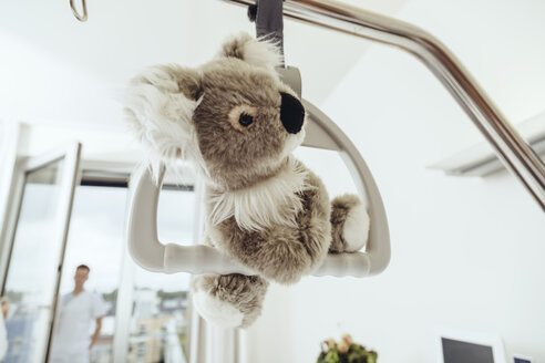 Spielzeug-Koala am Bettgalgen im Krankenhauszimmer - MFF002458
