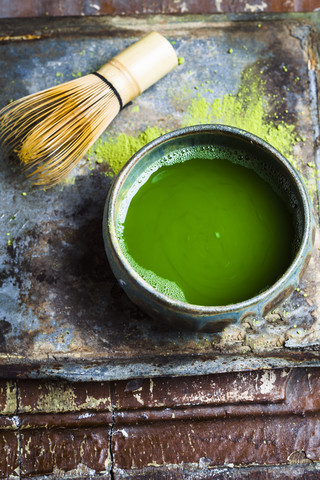 Chawan mit Matcha-Tee, lizenzfreies Stockfoto