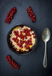 Schale Joghurt mit Cornflakes und roten Johannisbeeren - LVF004084