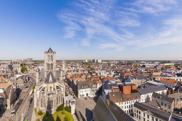 Belgium, Ghent, old town, cityscape with St. Nicholas Church - WDF003347