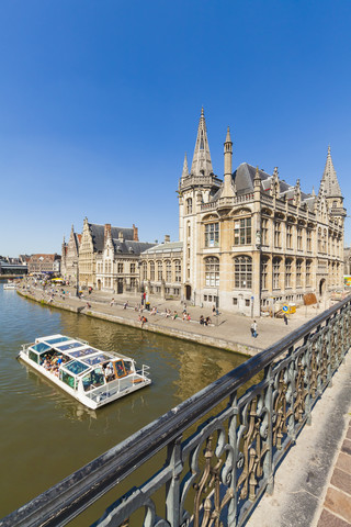Belgien, Gent, Altstadt, historische Häuser am Fluss Leie, lizenzfreies Stockfoto