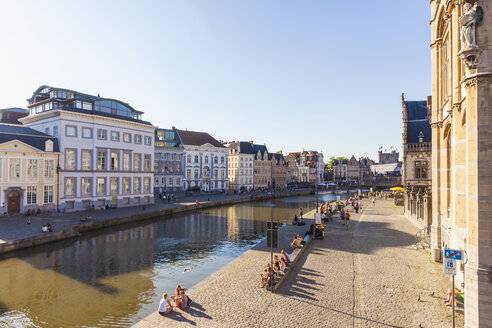 Belgien, Gent, Altstadt, Korenlei und Graslei, historische Häuser am Fluss Leie - WDF003369