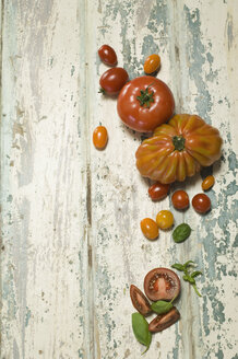 Verschiedene Tomaten auf Holz - ASF005719