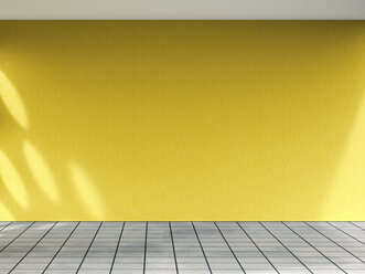 3D-Rendering der gelben Innenwand und des Betonbodens - UWF000651