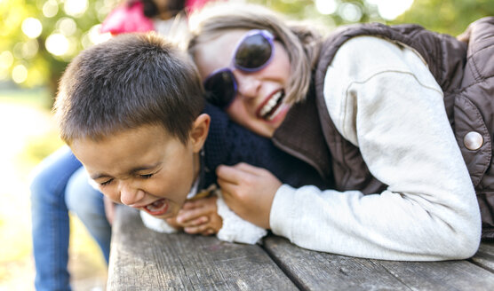 Gemeinsam spielende Kinder in einem Park - MGOF001060