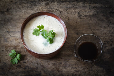 Bowl of vegan cauliflower soup with glass noodles - EVGF002511