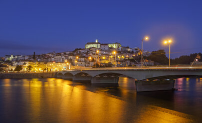 Portugal, Coimbra, historical old town, Mondego river and bridge Santa Clara in the evening - LAF001565