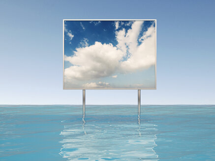 3D Rendering, Werbeschild mit Wolken und blauem Himmel, Wasser - UWF000677