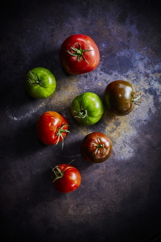 Verschiedenfarbige Tomaten, lizenzfreies Stockfoto