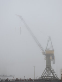 Deutschland, Hamburg, Hamburger Hafen, Hafenkran und Nebel - KRP001647