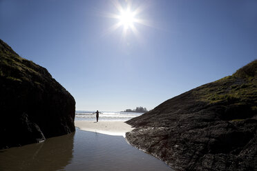 Canada, Vancouver Island, Longbeach, Person taking a walk at the beach - TMF000062
