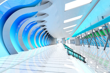 Innenansicht einer futuristischen Halle, 3D Rendering - SPCF000071
