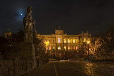 Germany, Bavaria, Munich, Maximilianstrasse and the Maximilianeum by night - LOMF000101
