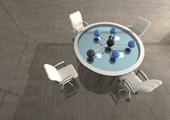 Room with network on table and swivel chairs, 3D Rendering - ALF000663