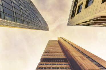 Germany, Frankfurt, facade of three office towers seen from below - ZMF000438