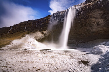 Iceland, frozen Seljalandsfoss waterfall - SMAF000401