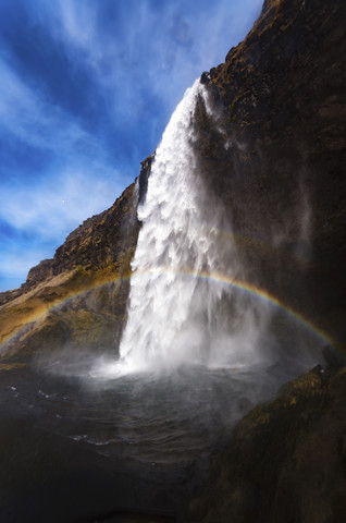 Island, Seljalandsfoss Wasserfall, lizenzfreies Stockfoto