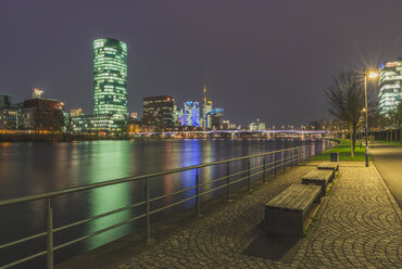 Germany, Hesse, Frankfurt, View to Main River, Westhafen and Westhafen Tower - KEBF000300