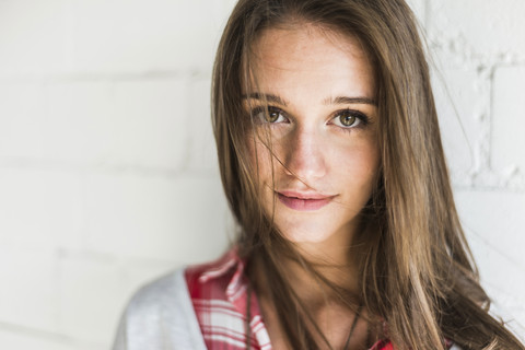 Portrait of brunette young woman stock photo